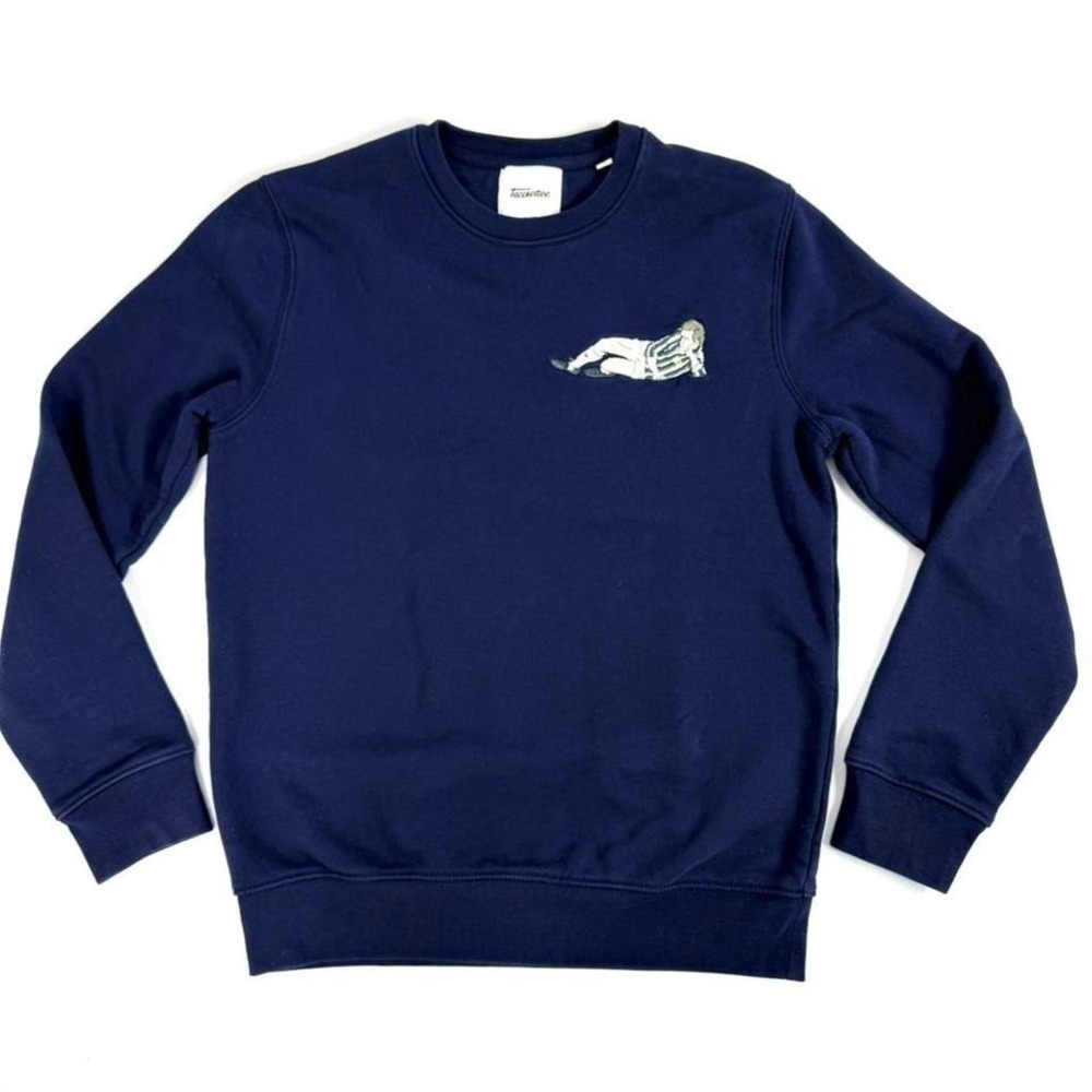 Tacchettee Italian Soccer Embroidered Crewneck Sweatshirt Navy XS S Made Italy